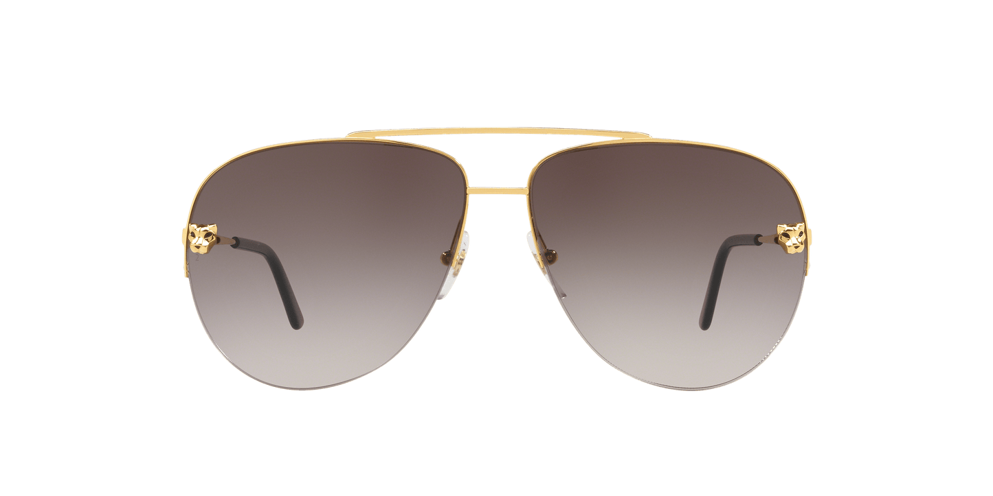 משקפי שמש קרטייה זהב מבריק-אפור | CARTIER CT0065S Gold Shiny-Grey