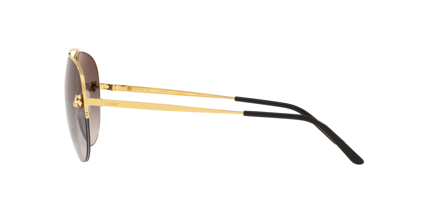 משקפי שמש קרטייה זהב מבריק-אפור | CARTIER CT0065S Gold Shiny-Grey