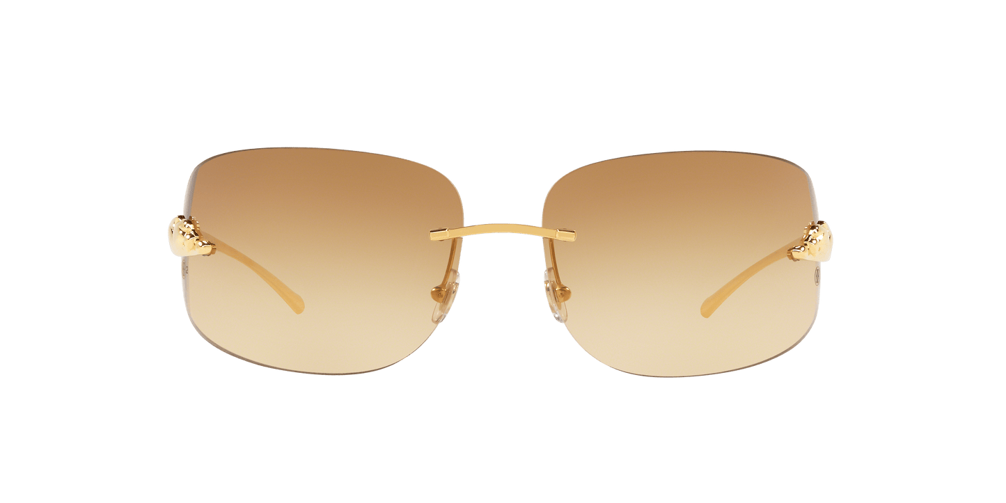 משקפי שמש קרטייה זהב מבריק-חום | CARTIER CT0062S Gold Shiny-Brown