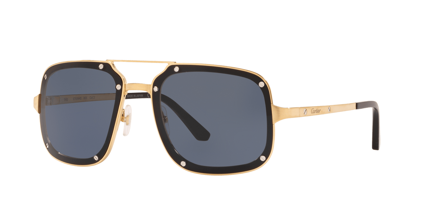 Cartier Sunglasses Gold Shiny-Blue | CARTIER CT0194S Gold Shiny-Blue