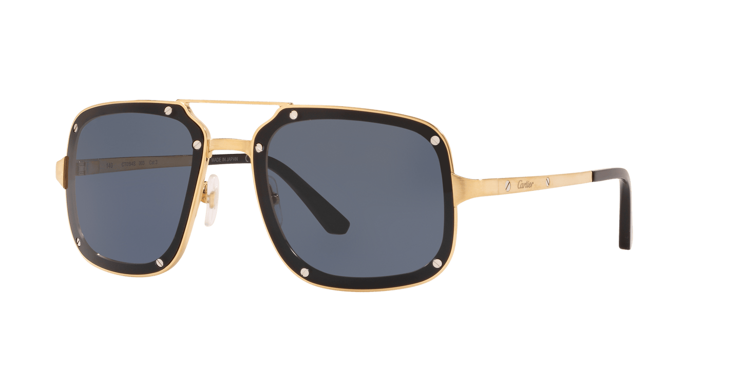 משקפי שמש קרטייה זהב מבריק-כחול | CARTIER CT0194S Gold Shiny-Blue
