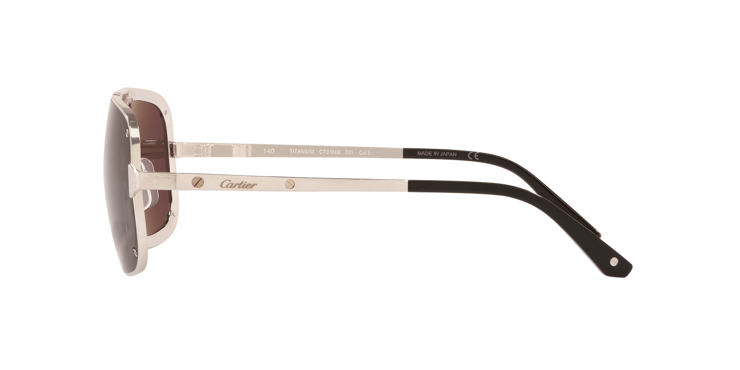 משקפי שמש קרטייה פלטינום מבריק-אפור | CARTIER CT0194S Platinum Shiny-Grey
