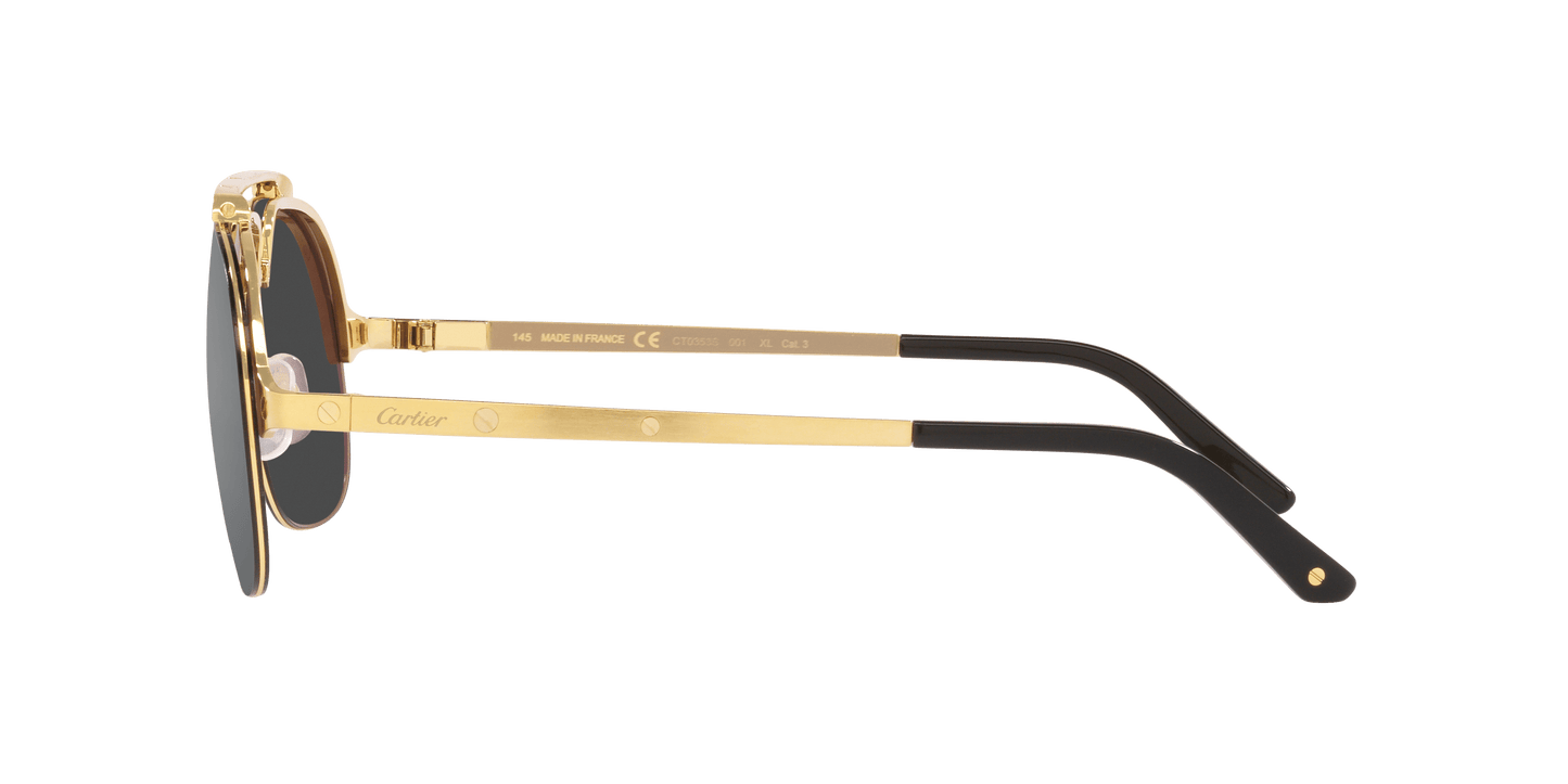 משקפי שמש קרטייה זהב מבריק-אפור | CARTIER CT0353S Gold Shiny-Grey