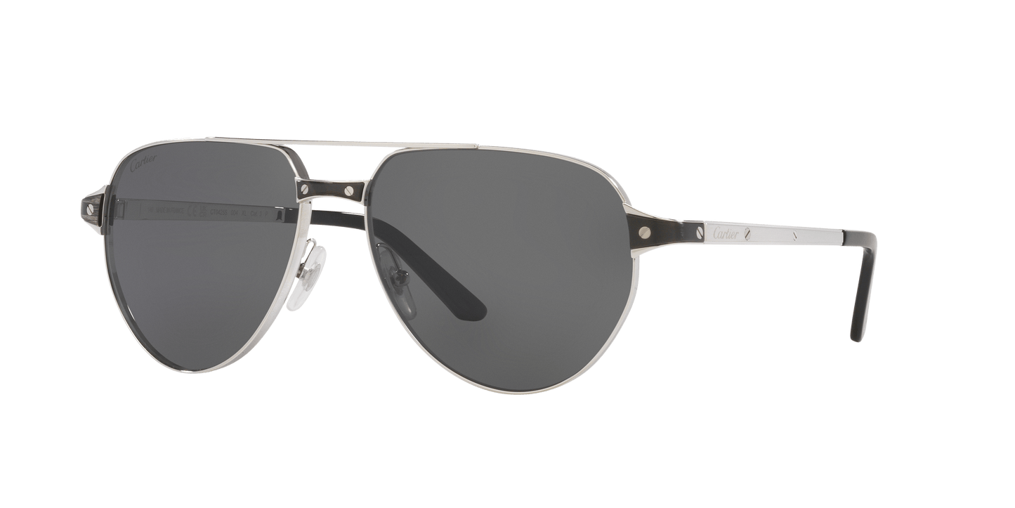 Cartier Sunglasses Silver Shiny-Grey | CARTIER CT0425S Silver Shiny-Grey