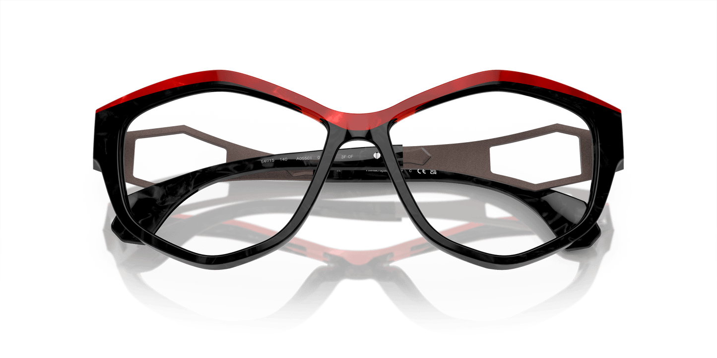 نظارات شمسية آلان ميكلي باللون الأسود اللؤلؤي/الأحمر اللؤلؤي - شفاف إلى رمادي كوارتز | آلان ميكلي A05501 لؤلؤي أسود/لؤلؤي أحمر - شفاف إلى رمادي كوارتز