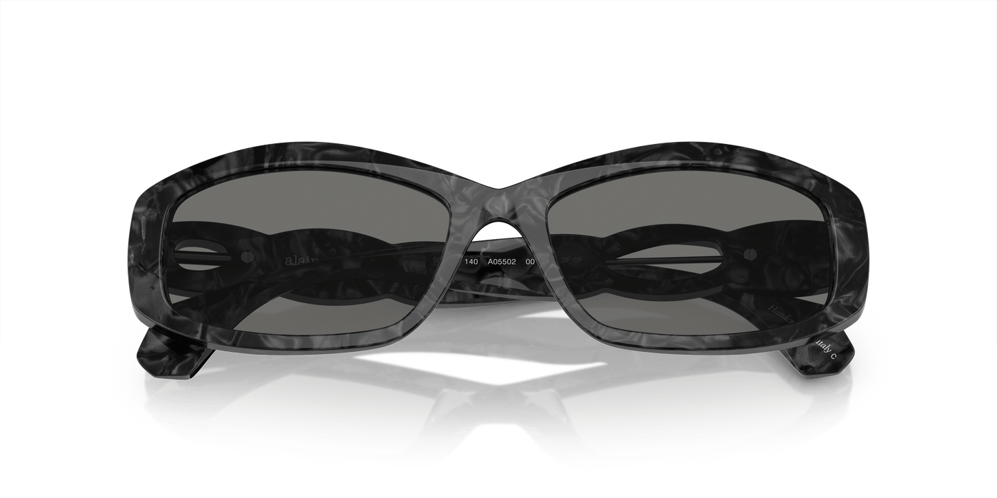 نظارات شمسية آلان ميكلي من اللون الأسود اللؤلؤي الشفاف إلى اللون الرمادي الكوارتز | آلان ميكلي A05502 نوار ناكري - صورة واضحة إلى كوارتز رمادي