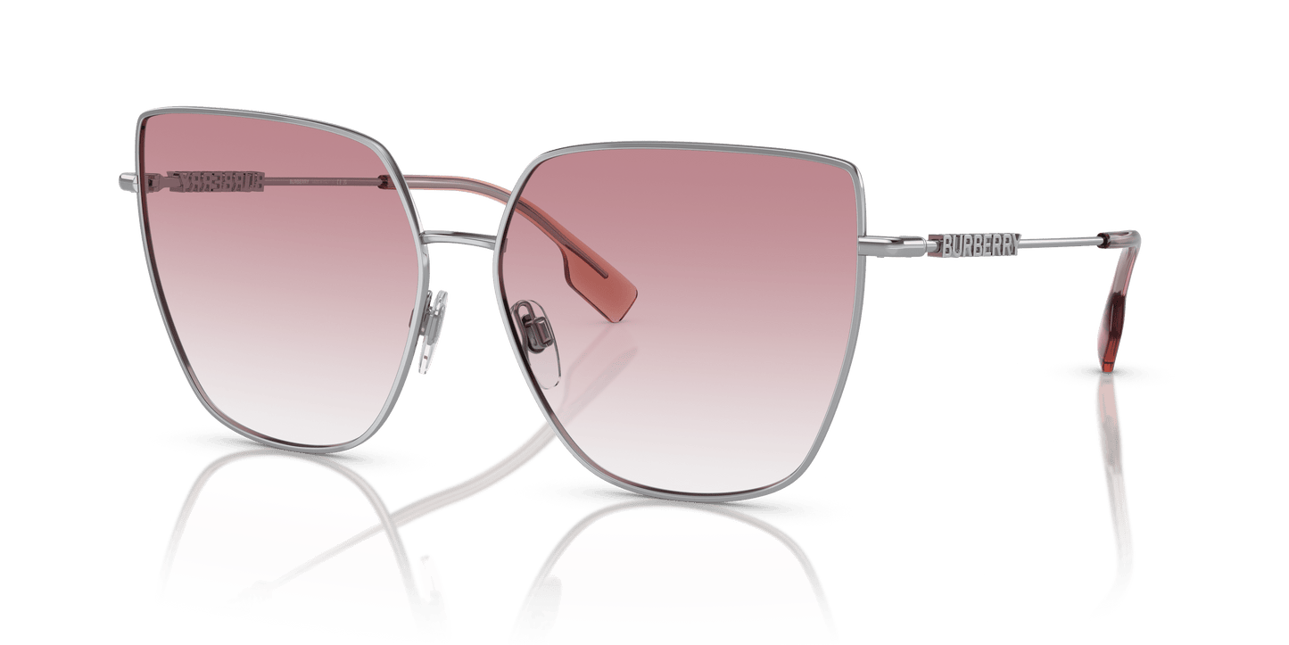 Burberry Sunglasses in Pink Gradient Clear Silver | BURBERRY BE3143 Alexis Silver-Clear Gradient Pink
