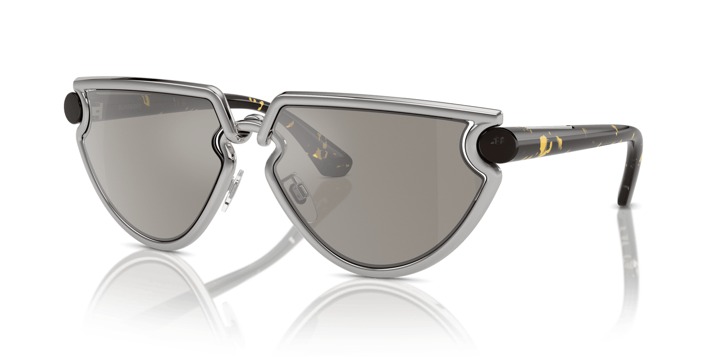 משקפי שמש של ברברי מראה אפור בהיר כסף | BURBERRY BE3152 Silver-Light Grey Mirror Silver