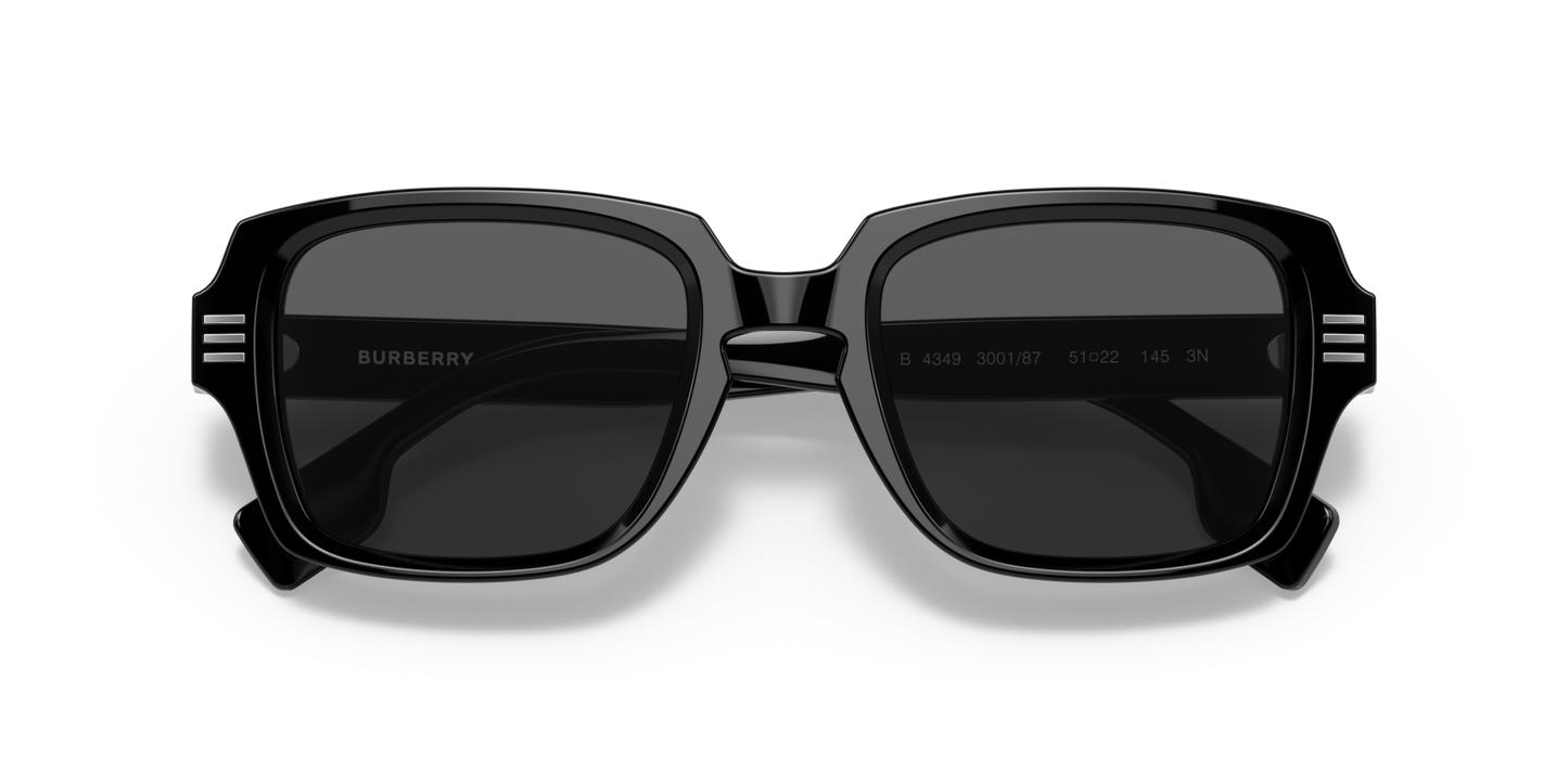 משקפי שמש בורברי שחור-אפור כהה | BURBERRY BE4349 Eldon Black-Dark Grey