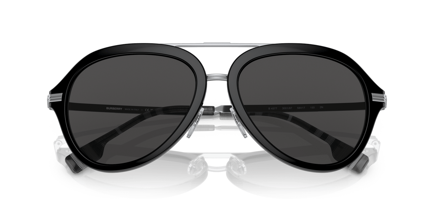 משקפי שמש בורברי שחור-אפור כהה | BURBERRY BE4377 Jude Black-Dark Grey