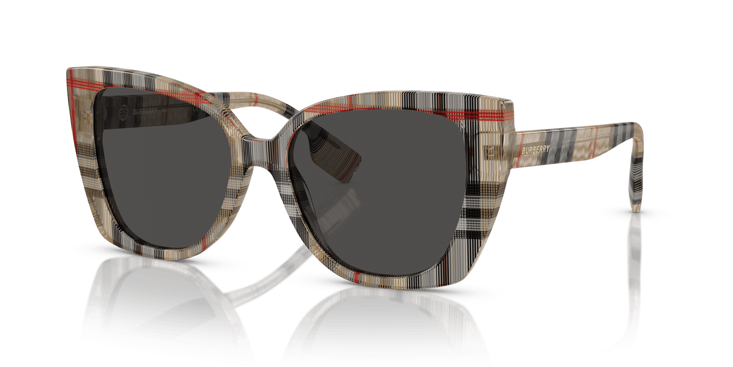 משקפי שמש של ברברי וינטג' צ'ק אפור כהה | BURBERRY BE4393 Meryl Vintage Check-Dark Grey