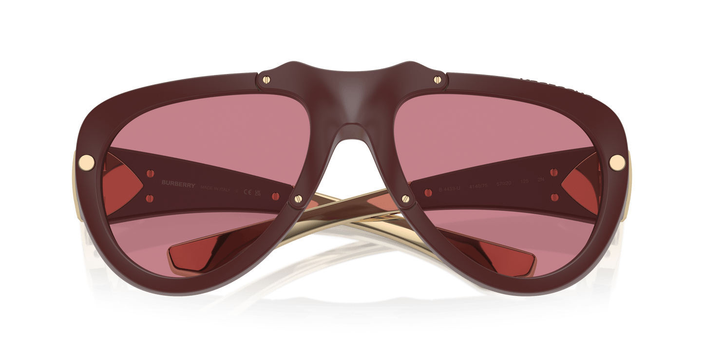משקפי שמש של בורברי גומי בורגונדי-סגול כהה | BURBERRY BE4433U Rubber Burgundy-Dark Violet