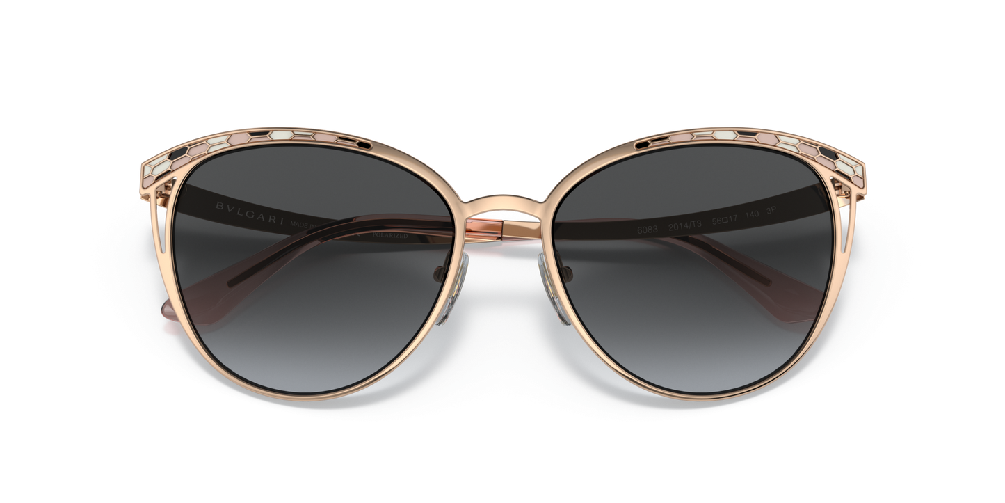משקפי שמש בולגרי ורוד זהב-פולארי אפור מדורג | BVLGARI BV6083 Pink Gold-Polar Grey Gradient