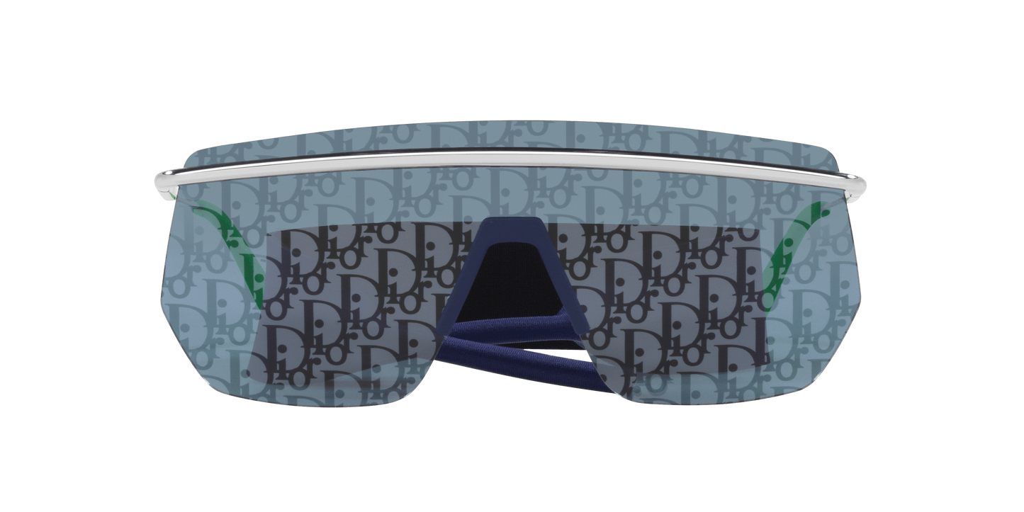 משקפי שמש של דיור מראה כסף מבריק-כחול | Dior DiorMotion M2I Silver Shiny-Blue Mirror