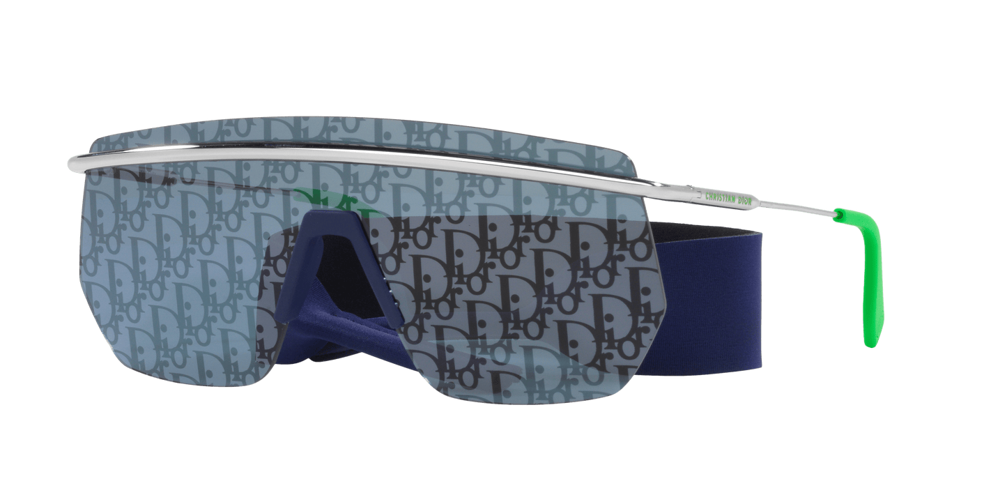 משקפי שמש של דיור מראה כסף מבריק-כחול | Dior DiorMotion M2I Silver Shiny-Blue Mirror