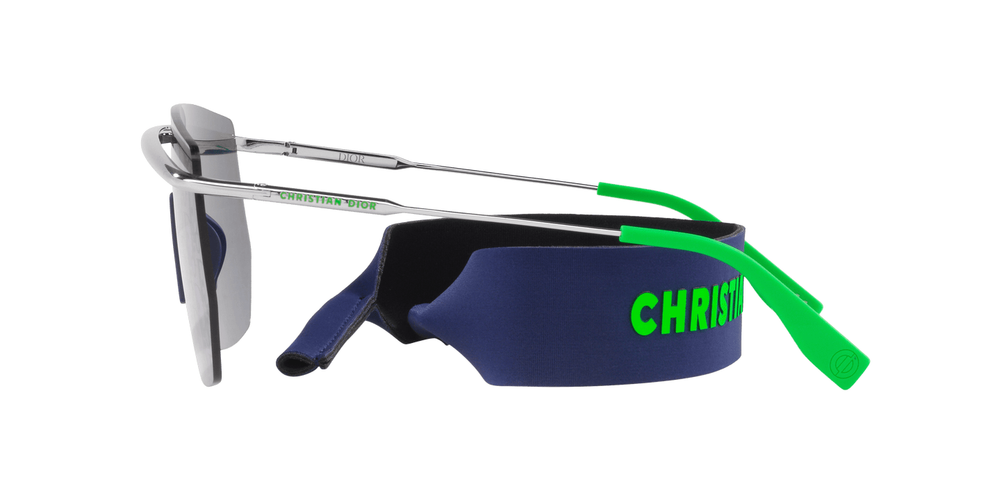 Dior DiorMotion M2I Silver Shiny-Blue Mirror Sunglasses | Dior DiorMotion M2I Silver Shiny-Blue Mirror