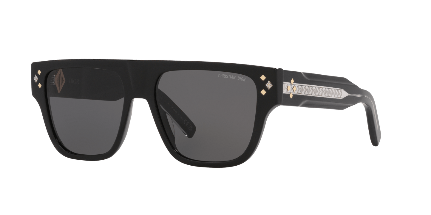 משקפי שמש של דיור שחור מבריק-אפור | Dior Cd Diamond S6I Dm40124I Black Shiny-Grey