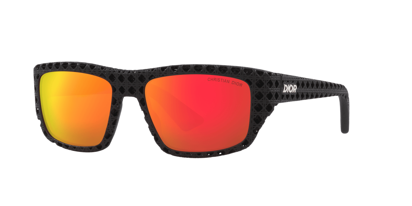 משקפי שמש של דיור שחור מט-אדום | Dior Dior3D S1I Dm40127I Black Matte-Red