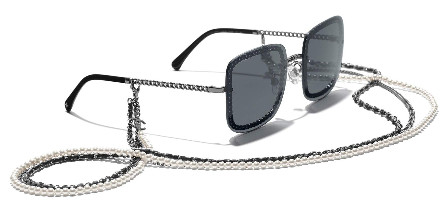 משקפי שמש של שאנל כסף-אפור כהה | CHANEL Square Sunglasses CH4244 Dark Silver-Grey