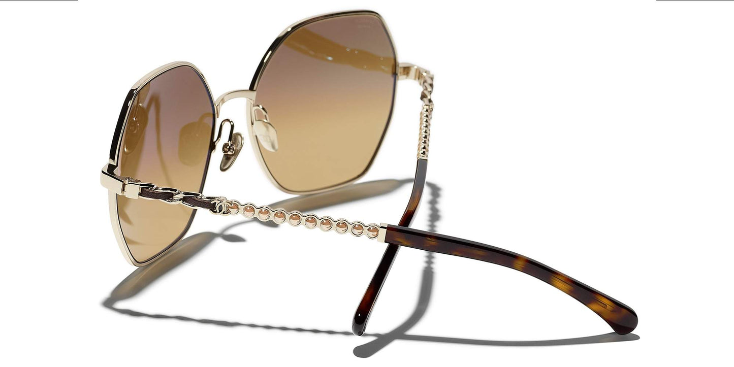 משקפי שמש של שאנל זהב וצב כהה-חום | CHANEL Square Sunglasses CH4281QH Gold & Dark Tortoise-Brown