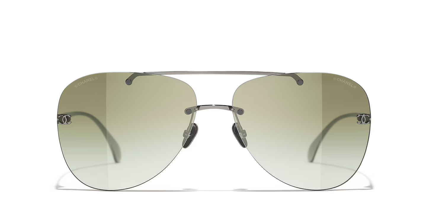 משקפי שמש של שאנל כסף-ירוק | CHANEL CH4285T pilot glasses Money-Green