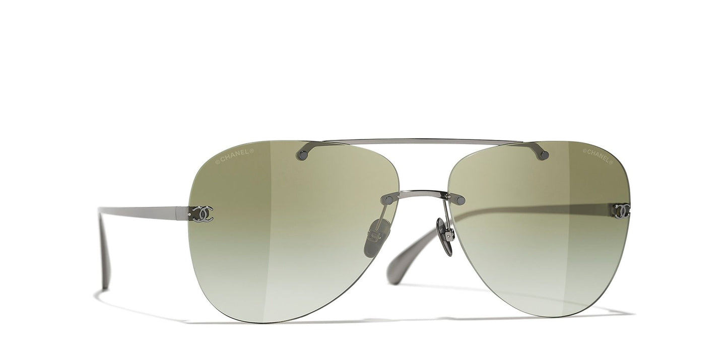 משקפי שמש של שאנל כסף-ירוק | CHANEL CH4285T pilot glasses Money-Green