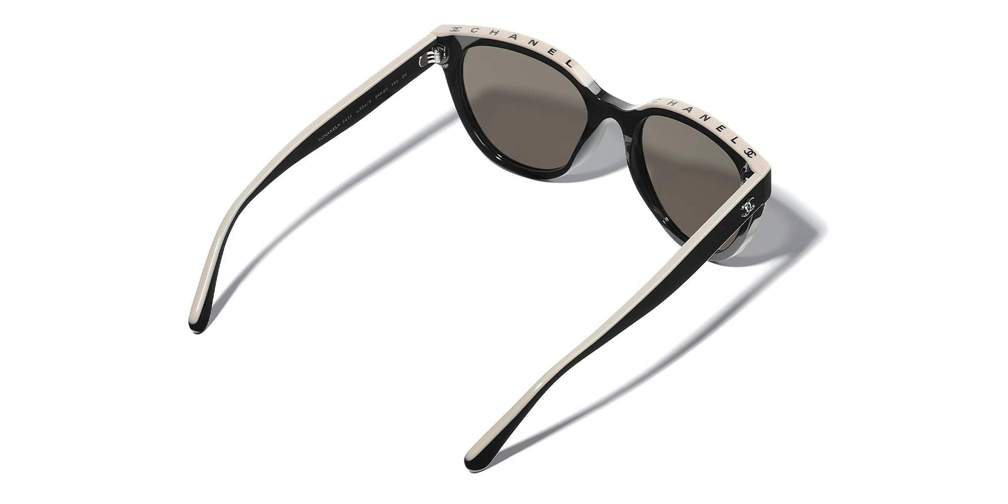 משקפי שמש של שאנל שחור ובז'-חום | CHANEL Butterfly Sunglasses CH5414 Black & Beige-Brown