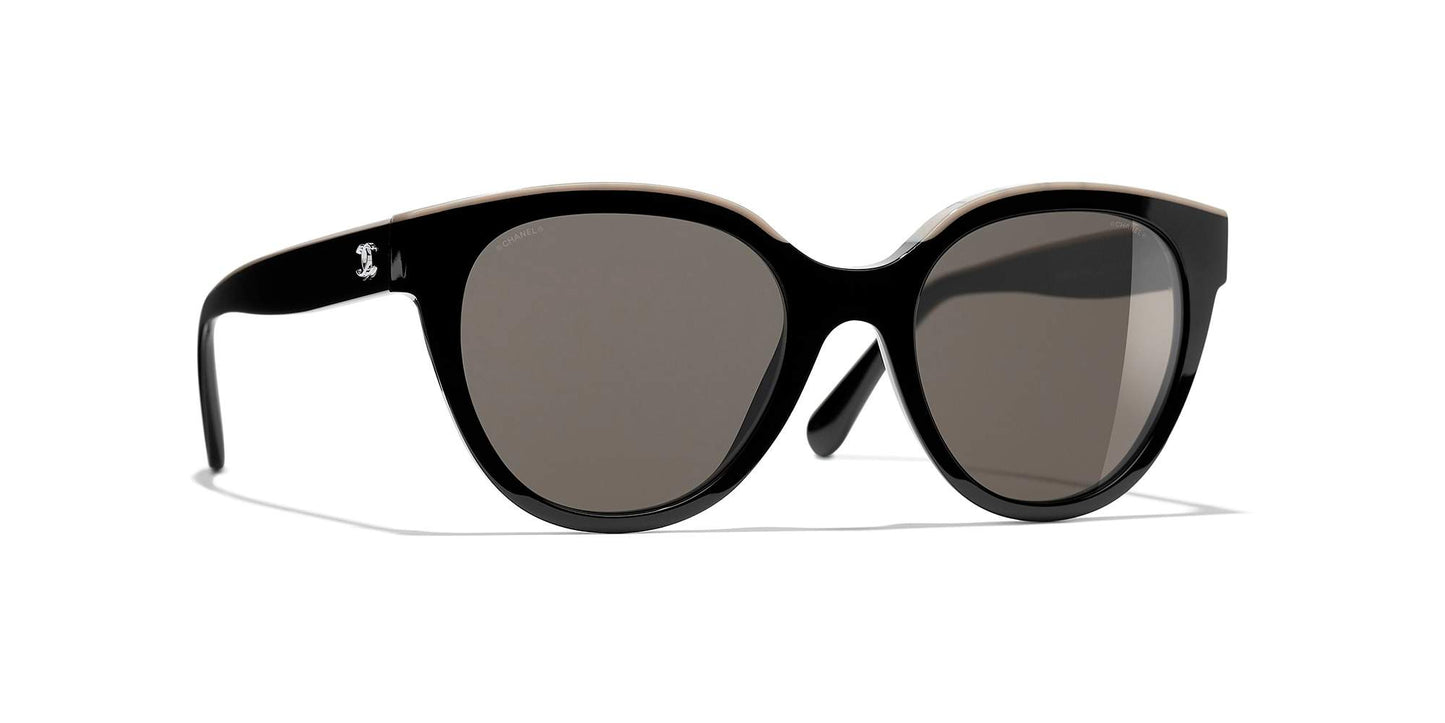משקפי שמש של שאנל שחור ובז'-חום | CHANEL Butterfly Sunglasses CH5414 Black & Beige-Brown