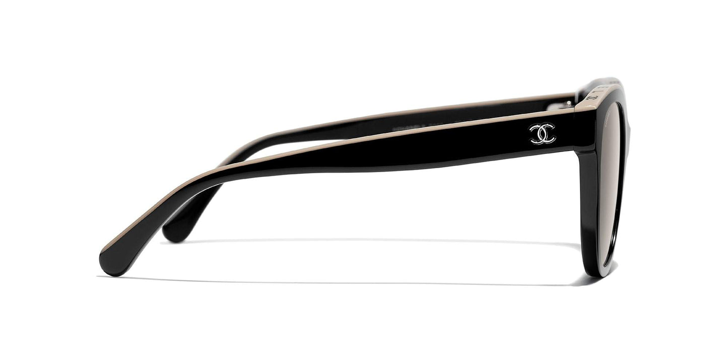 משקפי שמש של שאנל שחור ובז'-חום | CHANEL Butterfly Sunglasses CH5414 Black & Beige-Brown