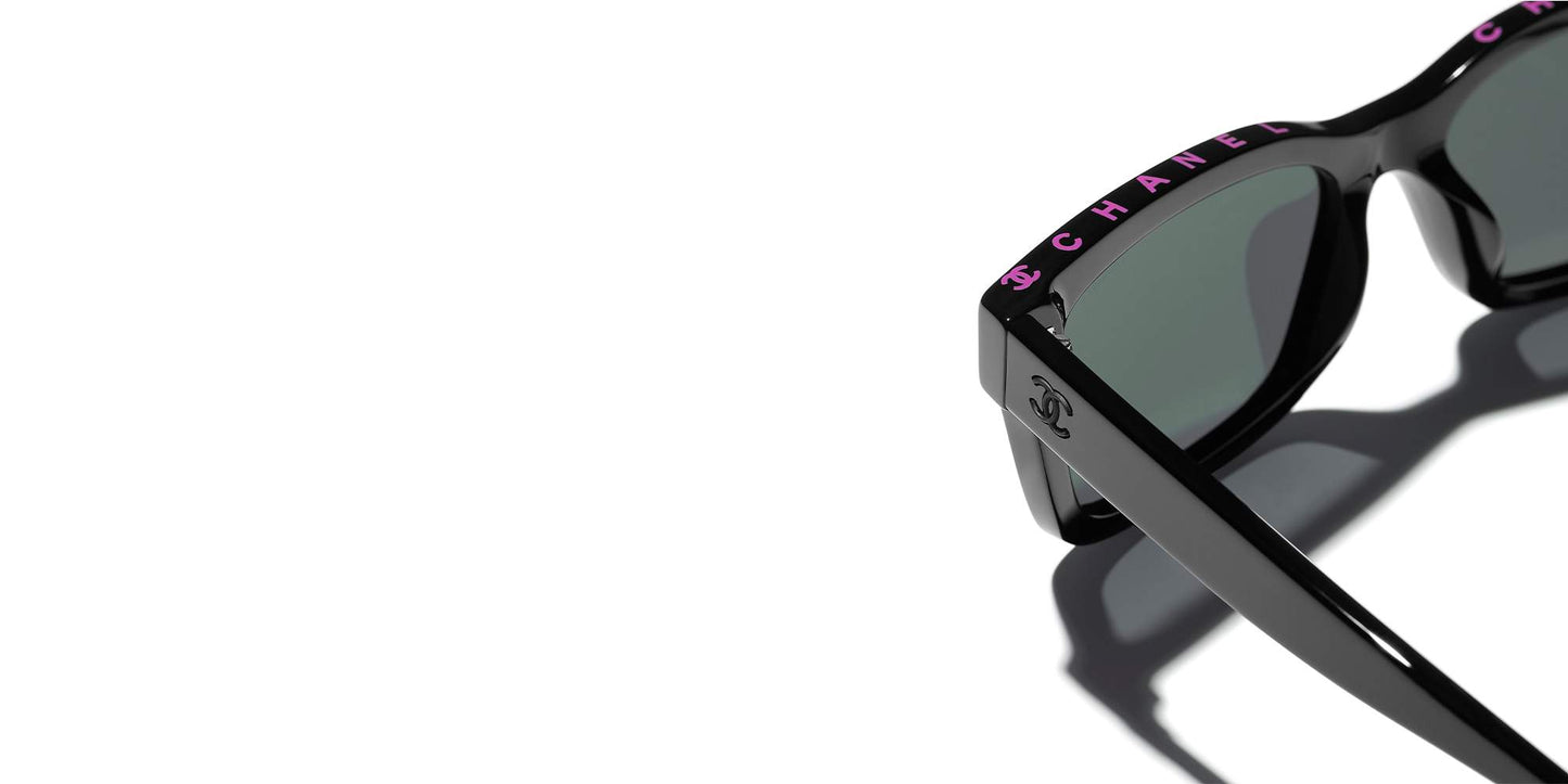 משקפי שמש של שאנל שחור וורוד-אפור | CHANEL Square Sunglasses CH5417 Black & Pink-Grey