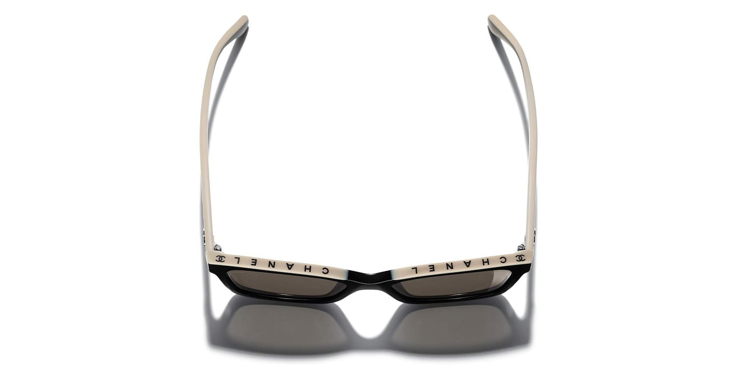 משקפי שמש של שאנל שחור ובז'-חום | CHANEL Square Sunglasses CH5417 Black & Beige-Brown