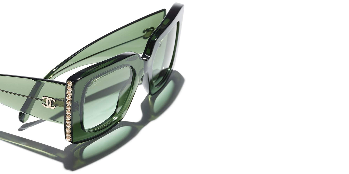 משקפי שמש של שאנל ירוק כהה-ירוק | CHANEL Square Sunglasses CH5480H Dark Green-Green