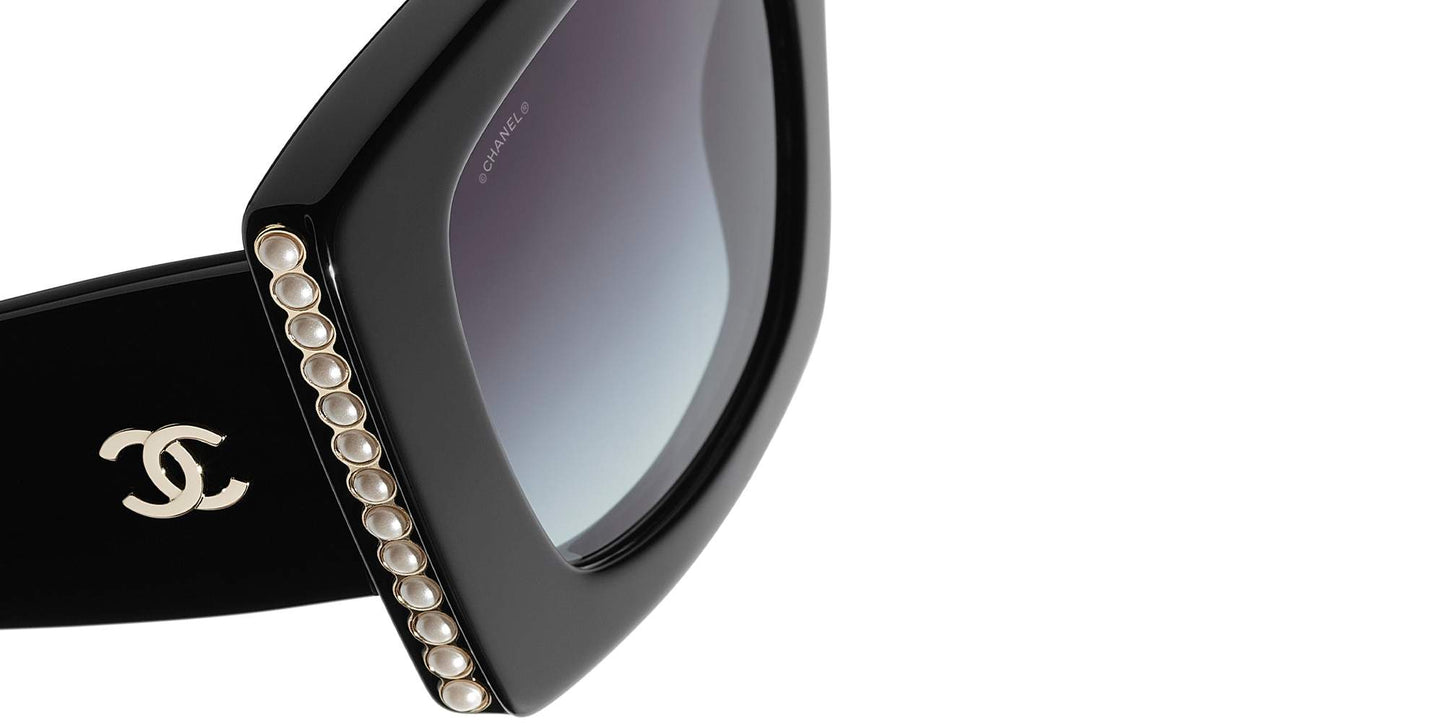 משקפי שמש של שאנל שחור וזהב-אפור | CHANEL Square Sunglasses CH5480H Black & Gold-Grey