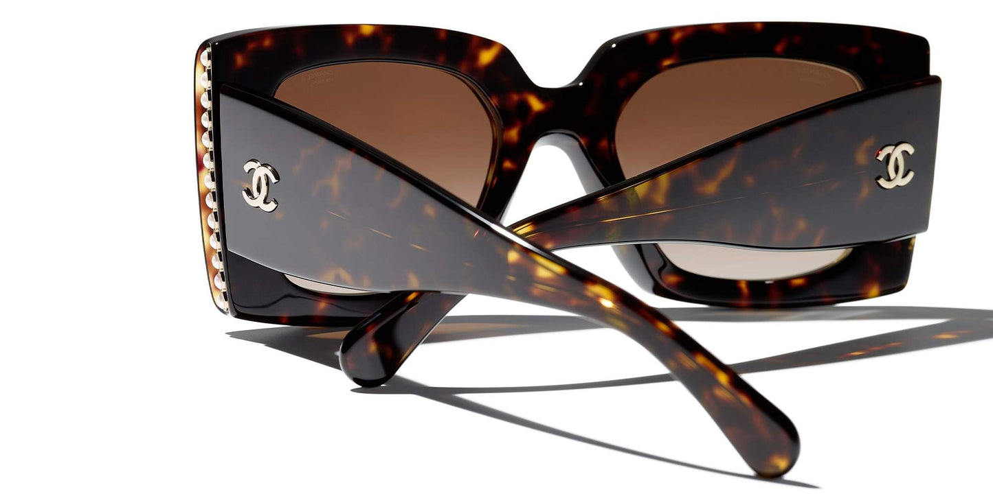 משקפי שמש של שאנל צב כהה-חום בהיר | CHANEL Square Sunglasses CH5480H Dark Tortoise-Light Brown