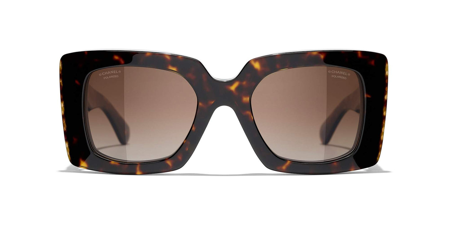 משקפי שמש של שאנל צב כהה-חום בהיר | CHANEL Square Sunglasses CH5480H Dark Tortoise-Light Brown