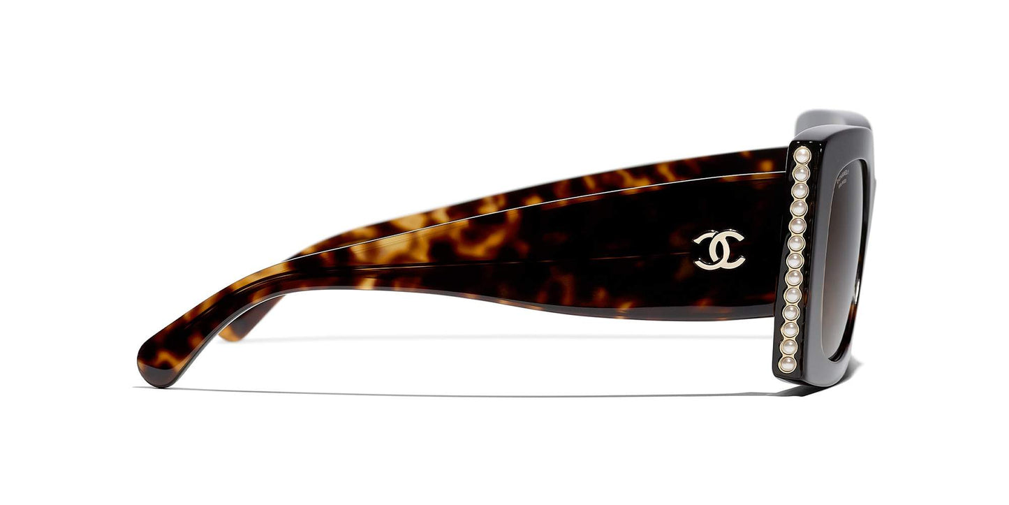 משקפי שמש של שאנל צב כהה-חום בהיר | CHANEL Square Sunglasses CH5480H Dark Tortoise-Light Brown