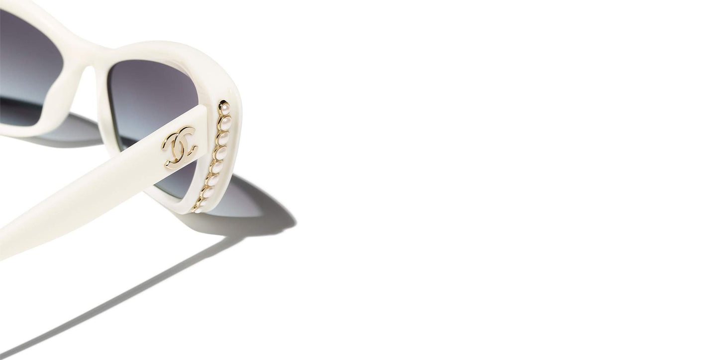 משקפי שמש של שאנל לבן-אפור | CHANEL Cat Eye Sunglasses CH5481H White-Grey