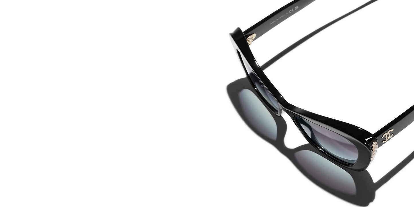 משקפי שמש של שאנל שחור וזהב-אפור | CHANEL Cat Eye Sunglasses CH5481H Black & Gold-Grey