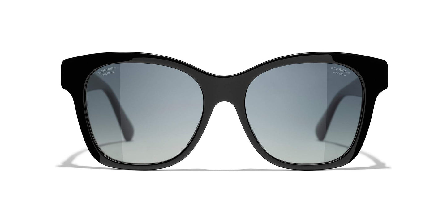 משקפי שמש של שאנל שחור וזהב-אפור | CHANEL Square Sunglasses CH5482H Black & Gold-Grey
