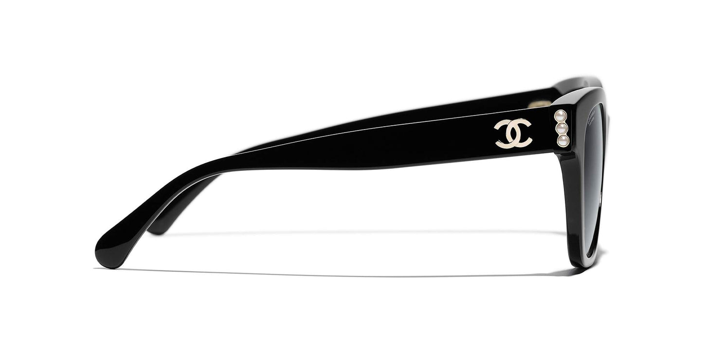 משקפי שמש של שאנל שחור וזהב-אפור | CHANEL Square Sunglasses CH5482H Black & Gold-Grey