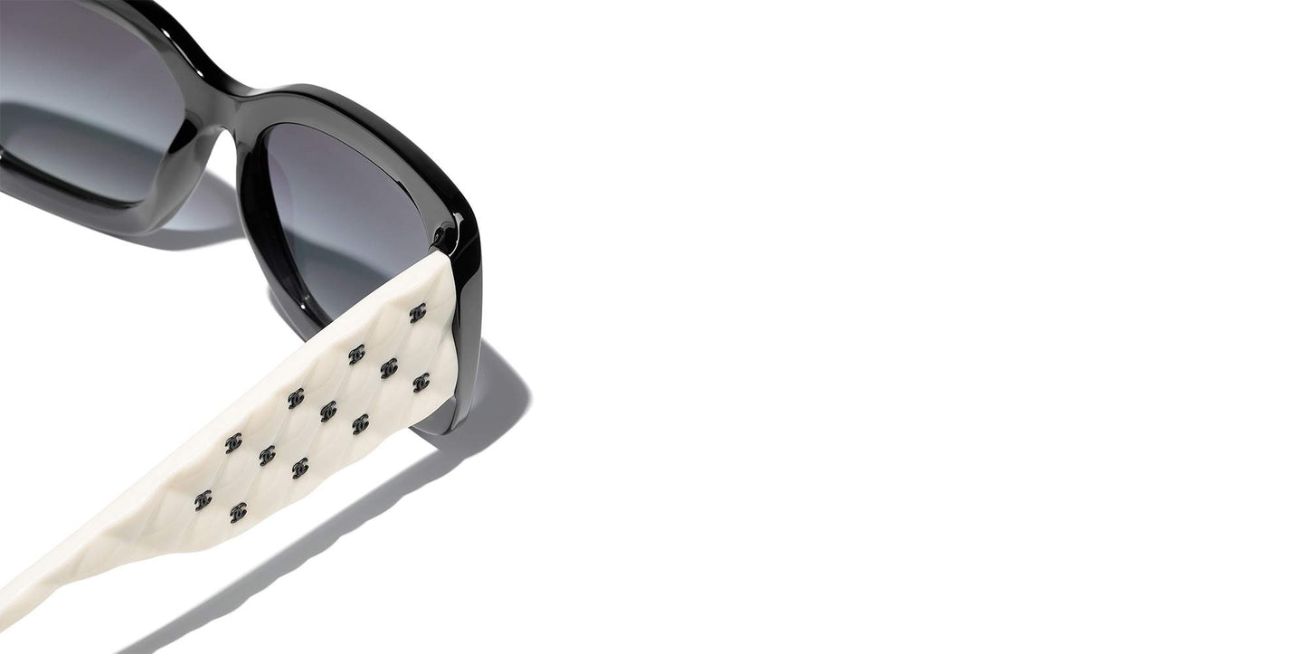 משקפי שמש של שאנל שחור ולבן-אפור | CHANEL Rectangle Sunglasses CH5483 Black & White-Grey