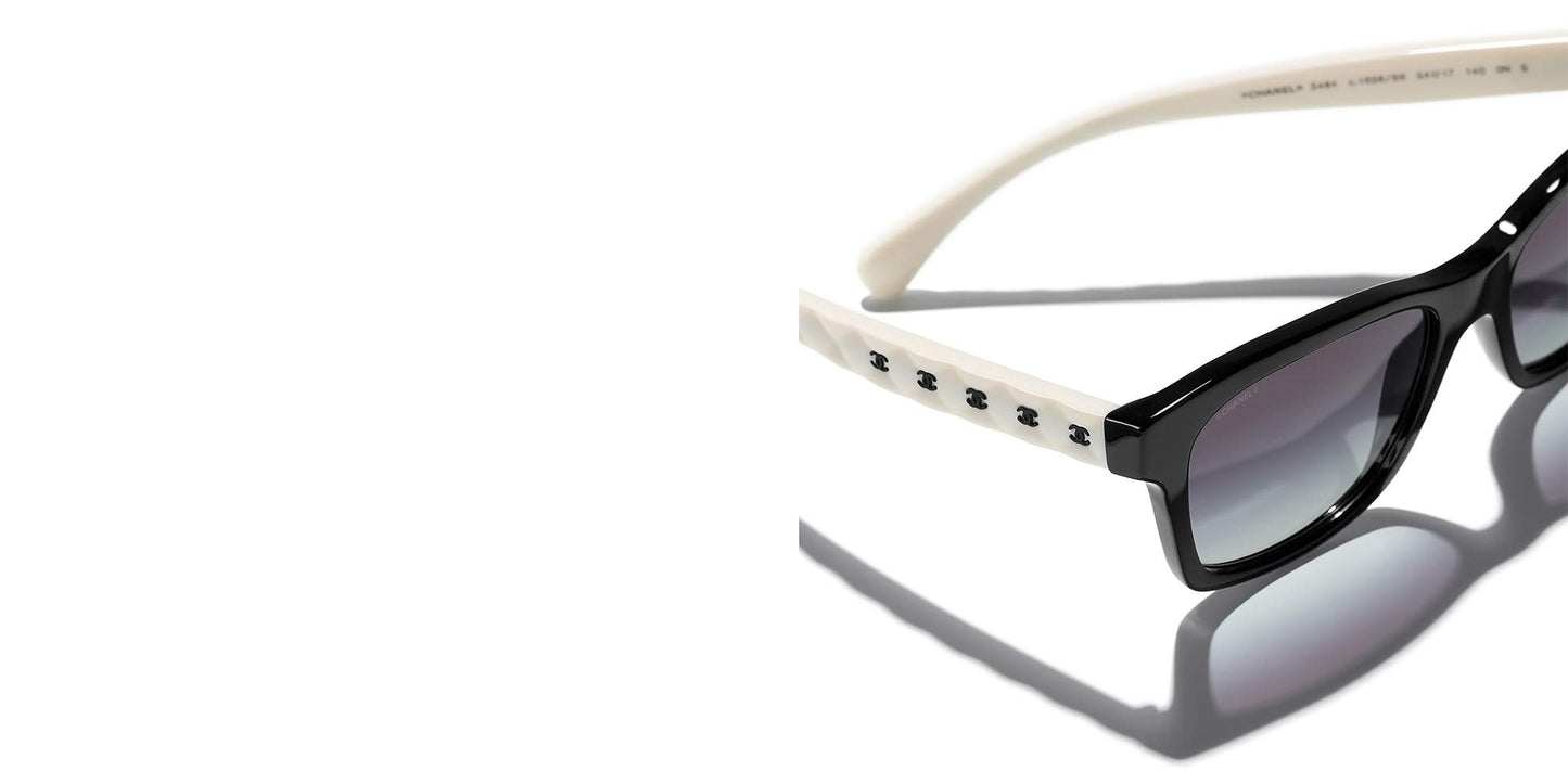 משקפי שמש של שאנל שחור ולבן-אפור | CHANEL Square Sunglasses CH5484 Black & White-Grey