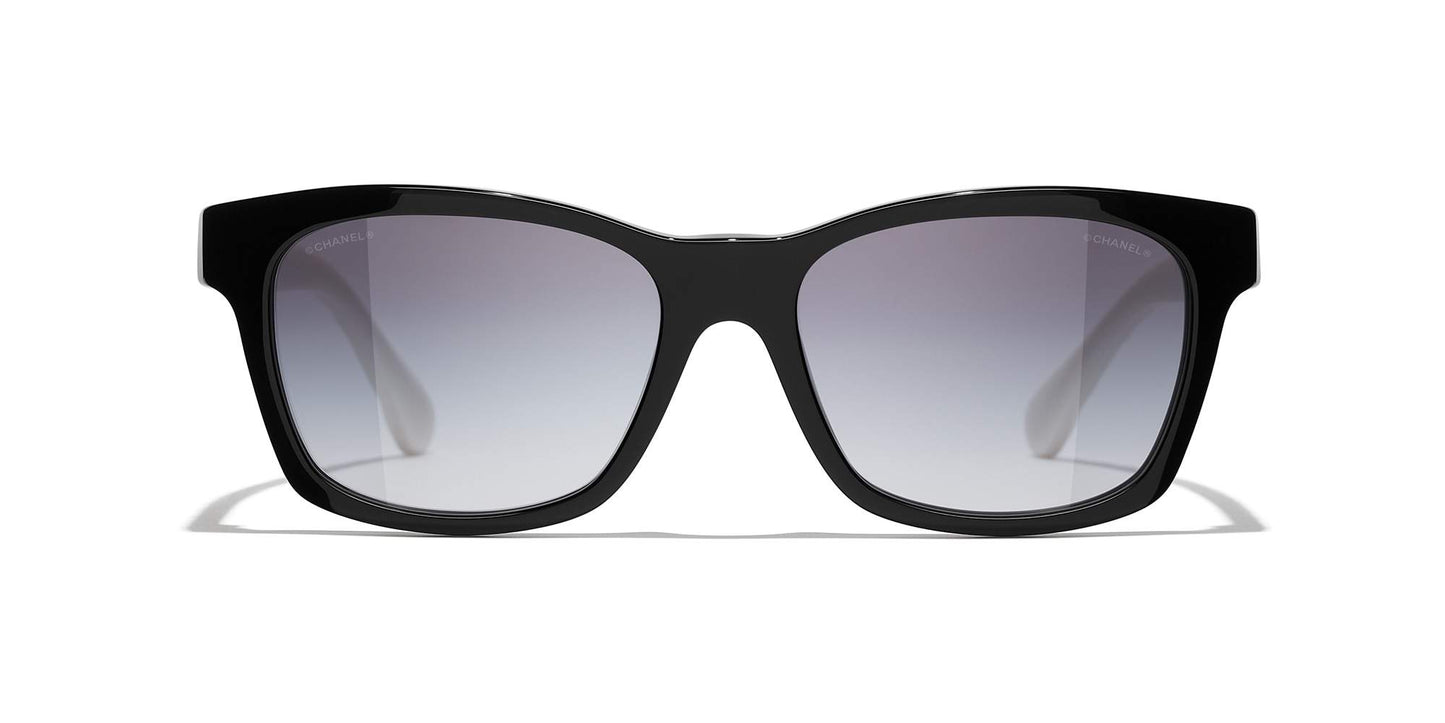 משקפי שמש של שאנל שחור ולבן-אפור | CHANEL Square Sunglasses CH5484 Black & White-Grey