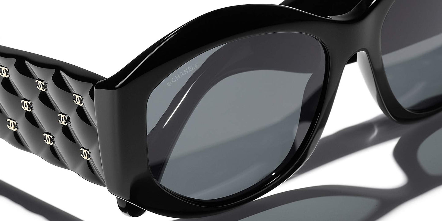 משקפי שמש של שאנל שחור-אפור | CHANEL Oval Sunglasses CH5486 Black-Grey