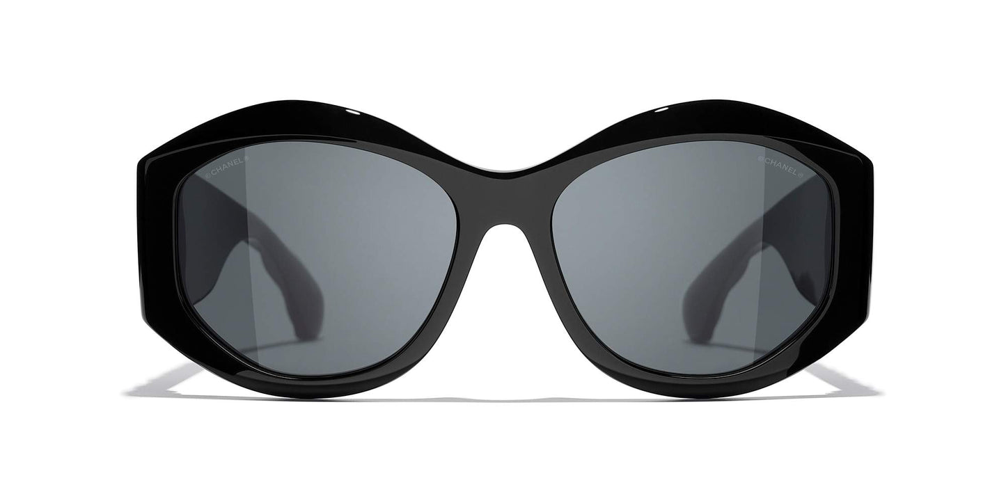 משקפי שמש של שאנל שחור-אפור | CHANEL Oval Sunglasses CH5486 Black-Grey