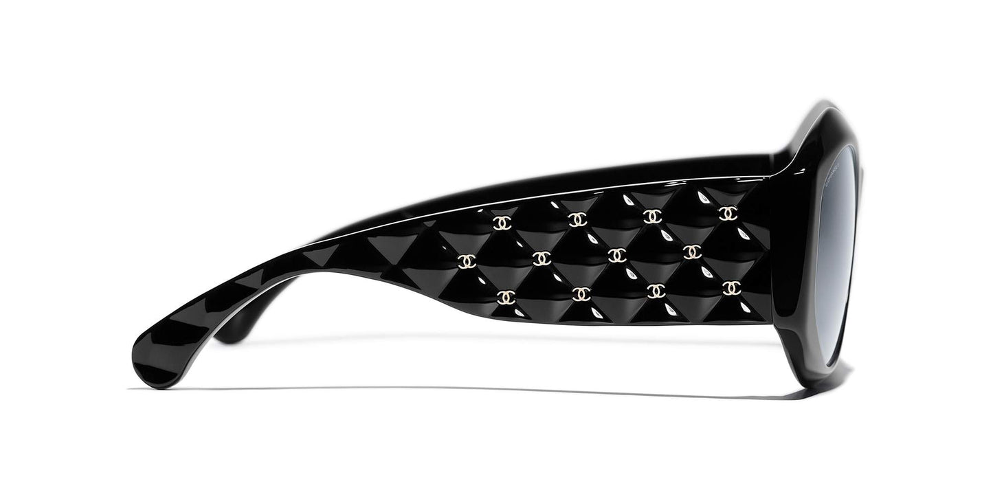 משקפי שמש של שאנל שחור-אפור | CHANEL Oval Sunglasses CH5486 Black-Grey