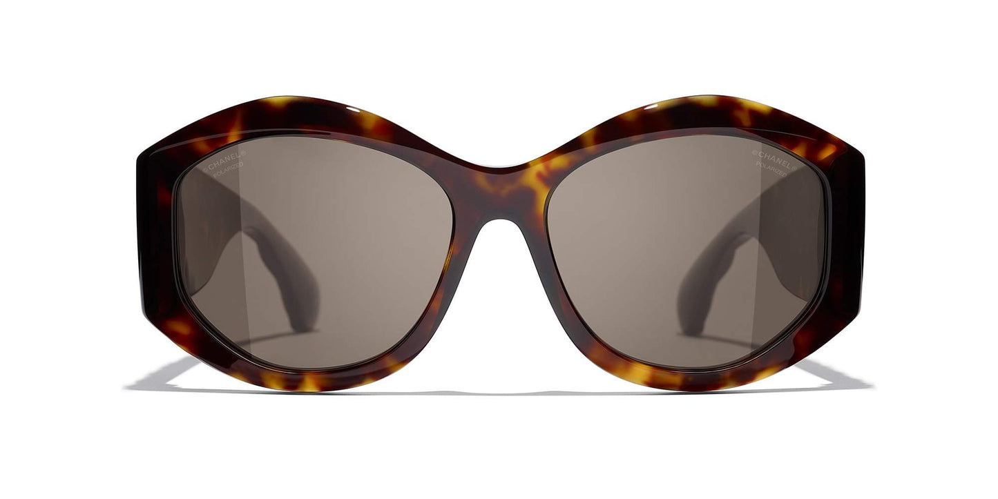 משקפי שמש של שאנל בצבע צב-חום כהה | CHANEL Oval Sunglasses CH5486 Dark Tortoise-Brown