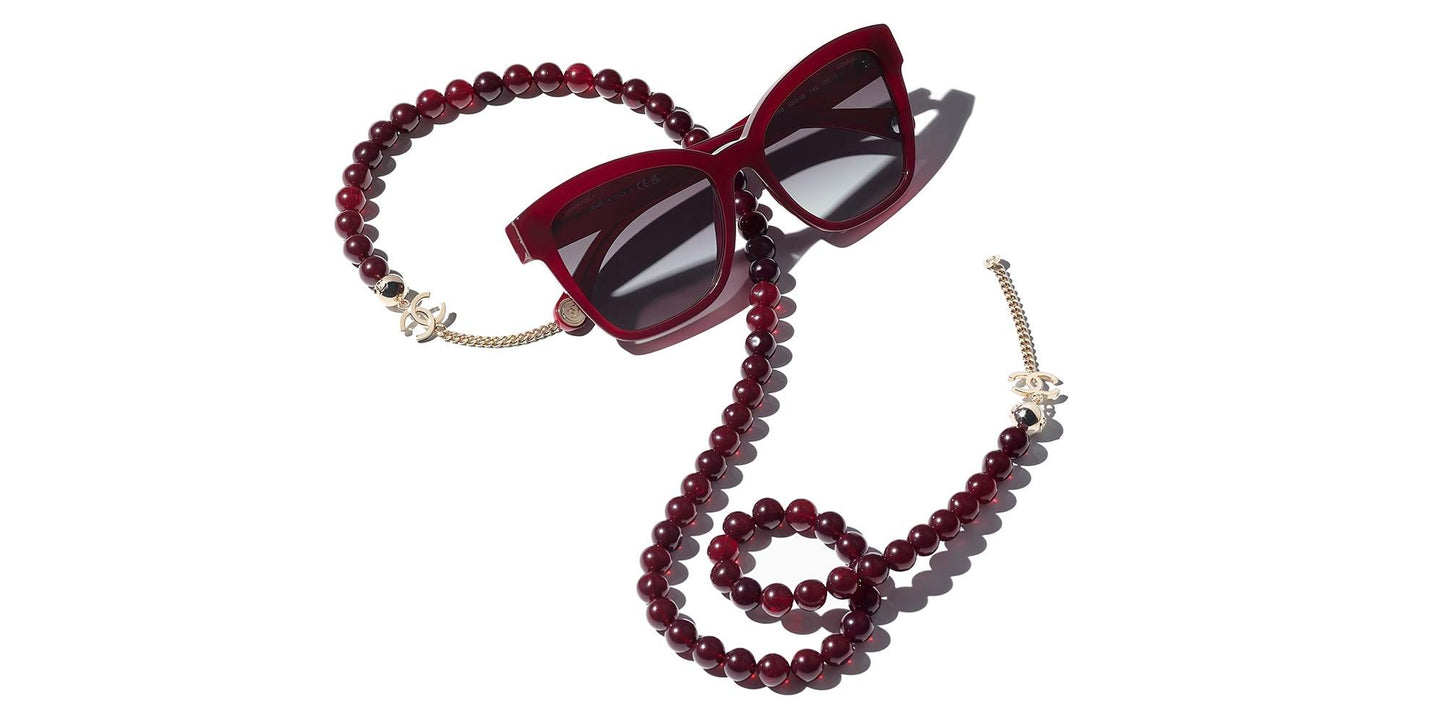 משקפי שמש של שאנל בורדו וזהב-אפור | CHANEL Square Sunglasses CH5487 Burgundy & Gold-Grey