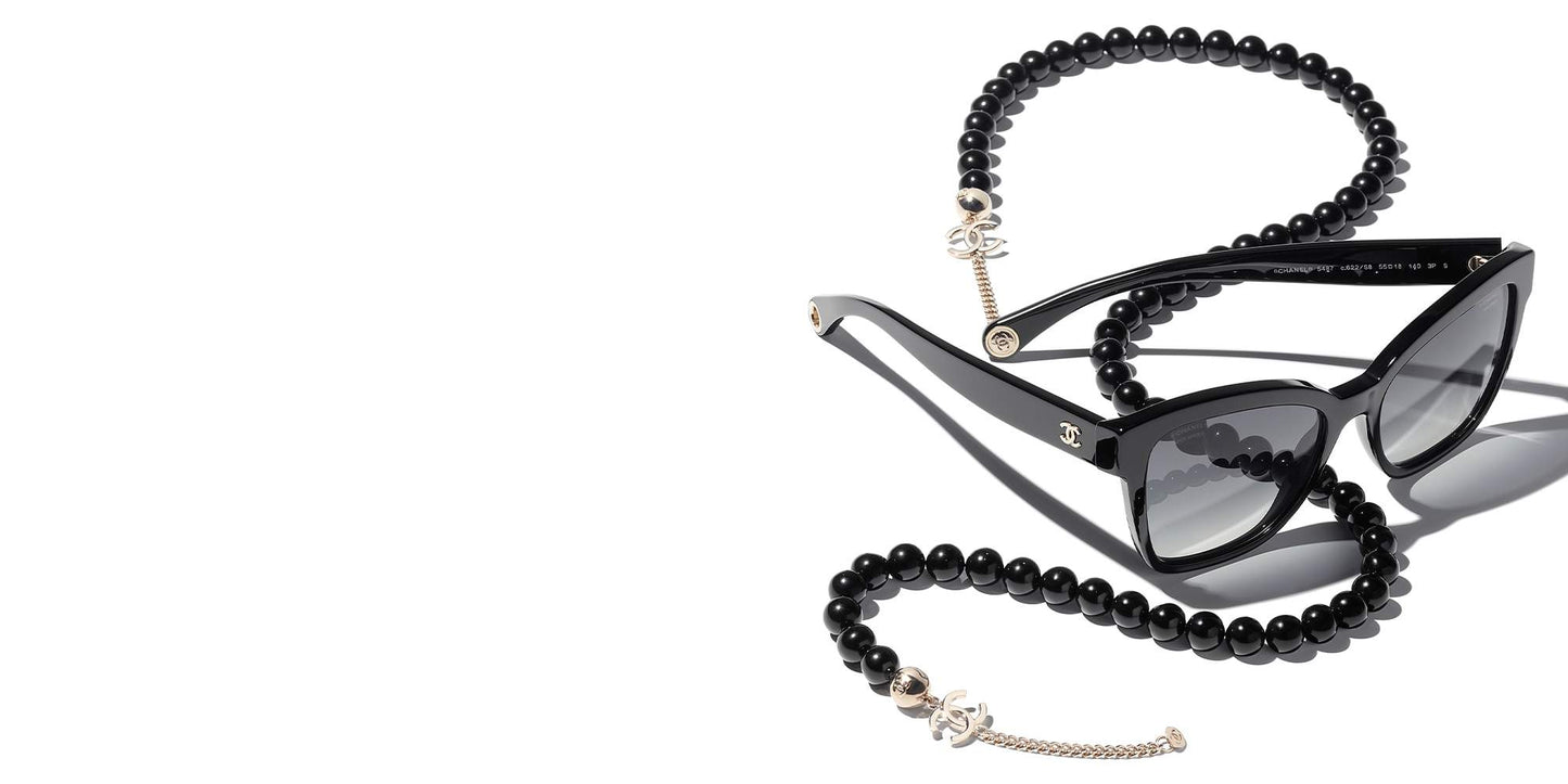 משקפי שמש של שאנל שחור וזהב-אפור | CHANEL Square Sunglasses CH5487 Black & Gold-Grey