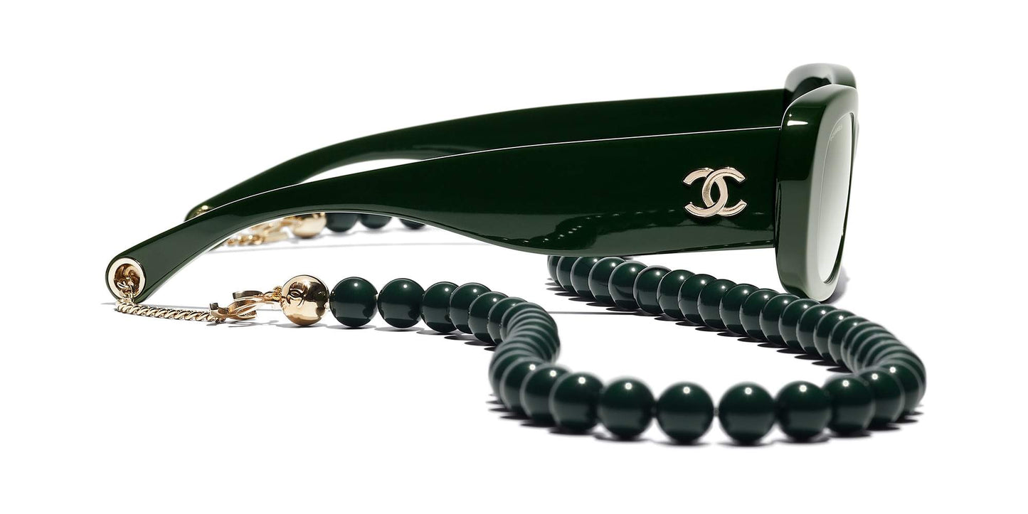 משקפי שמש של שאנל ירוק כהה וזהב-ירוק | CHANEL Rectangle Sunglasses CH5488 Dark Green & Gold-Green